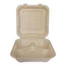 ITI Square Sugar Cane 3-Compartment Hinged Container - 9"x9"x3" (TG-B-993) thumbnail 2