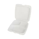 ITI Square 3-Compartment Hinged Container 9"x 9" x 3" - Plastic, White (TG-PM-993) thumbnail 2