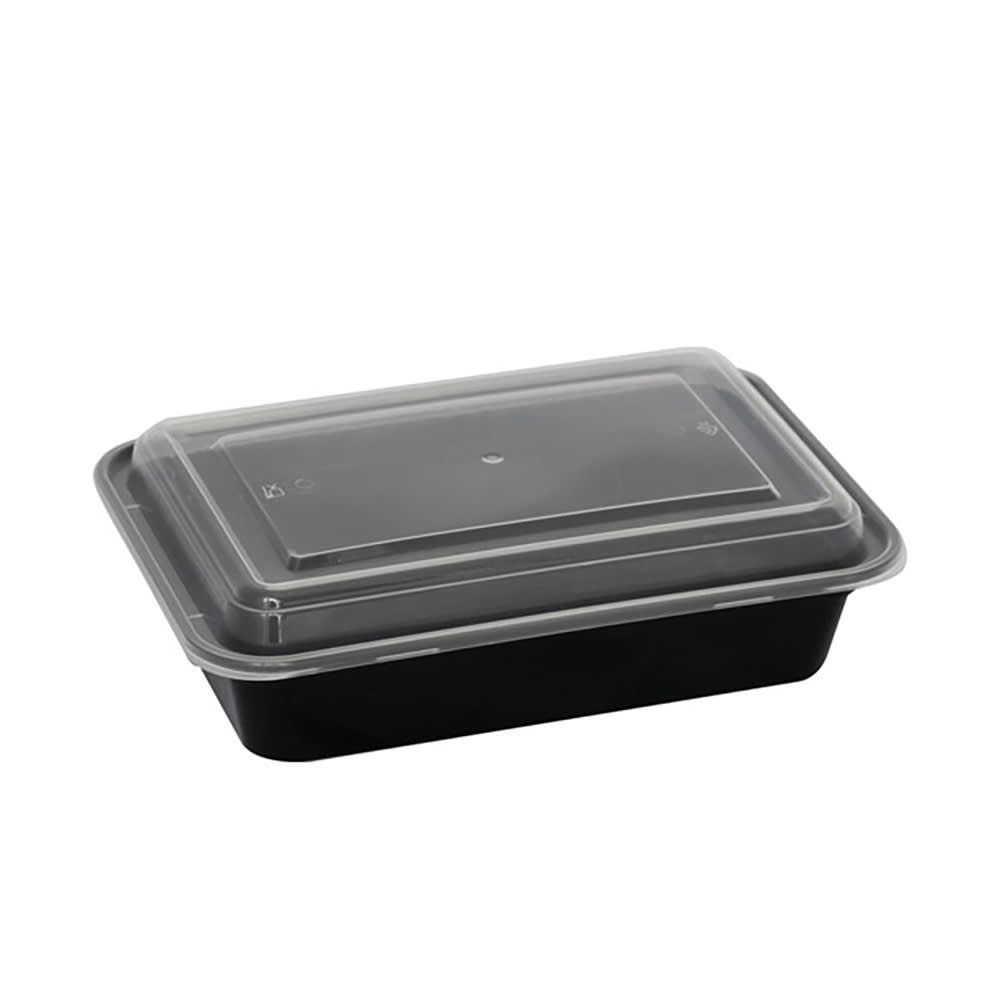 ITI 12 oz Rectangular To Go Container w/ Lid - Plastic, Black (TG-PP-12)
