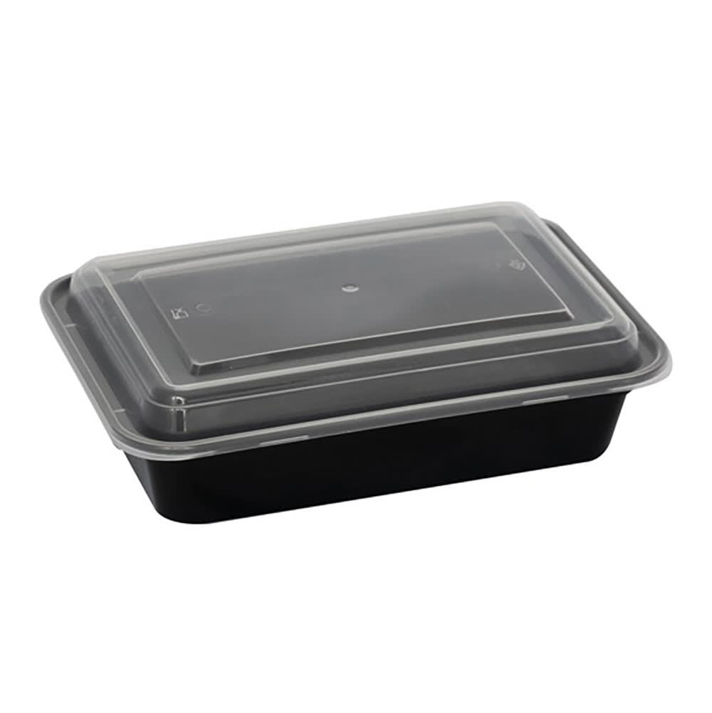 ITI 24 oz Rectangular Container w/ Lid - Plastic, Black (TG-PP-24)