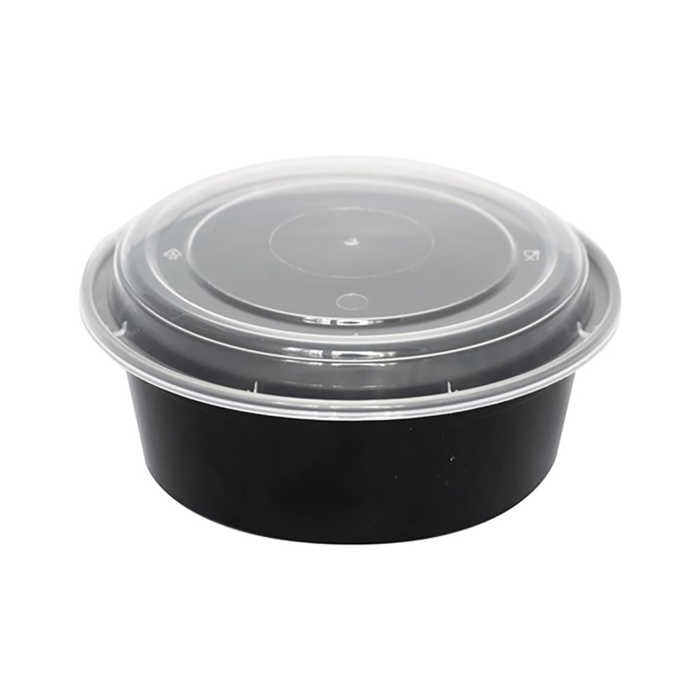 ITI 24 oz Round To Go Container w/ Lid - Plastic, Black (TG-PP-24-R)