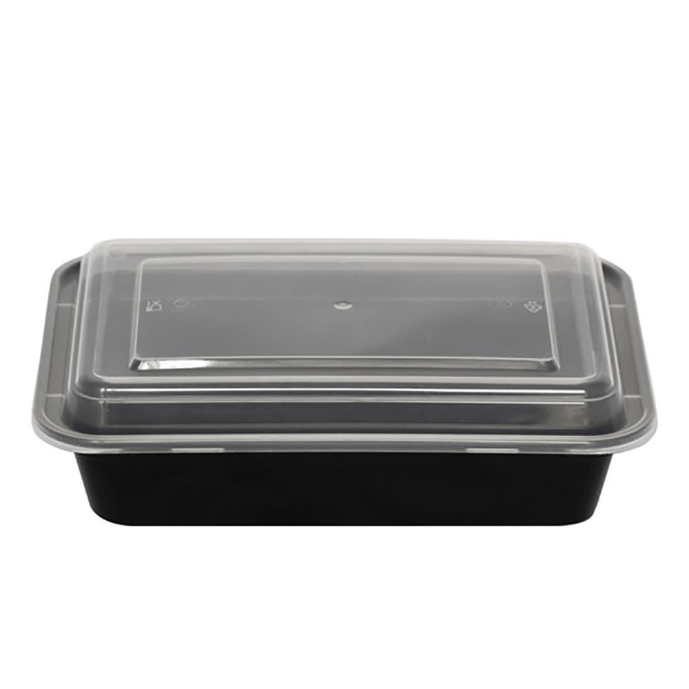 ITI 38 oz Rectangular To Go Container w /Lid - Plastic, Black (TG-PP-38)