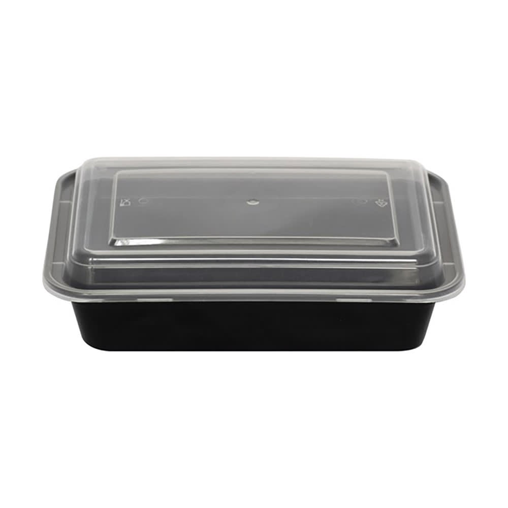 ITI 50 oz Rectangular To Go Container w/Lid - Plastic, Black (TG-PP-50)