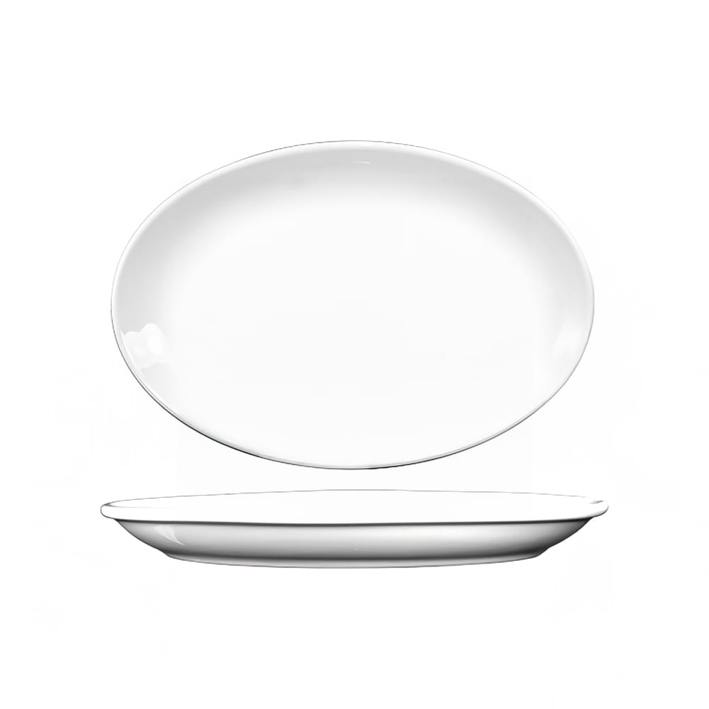 ITI 15 1/2" x 11 3/4" Oval Torino™ Platter - Porcelain, European White (TN-51/DO-51)