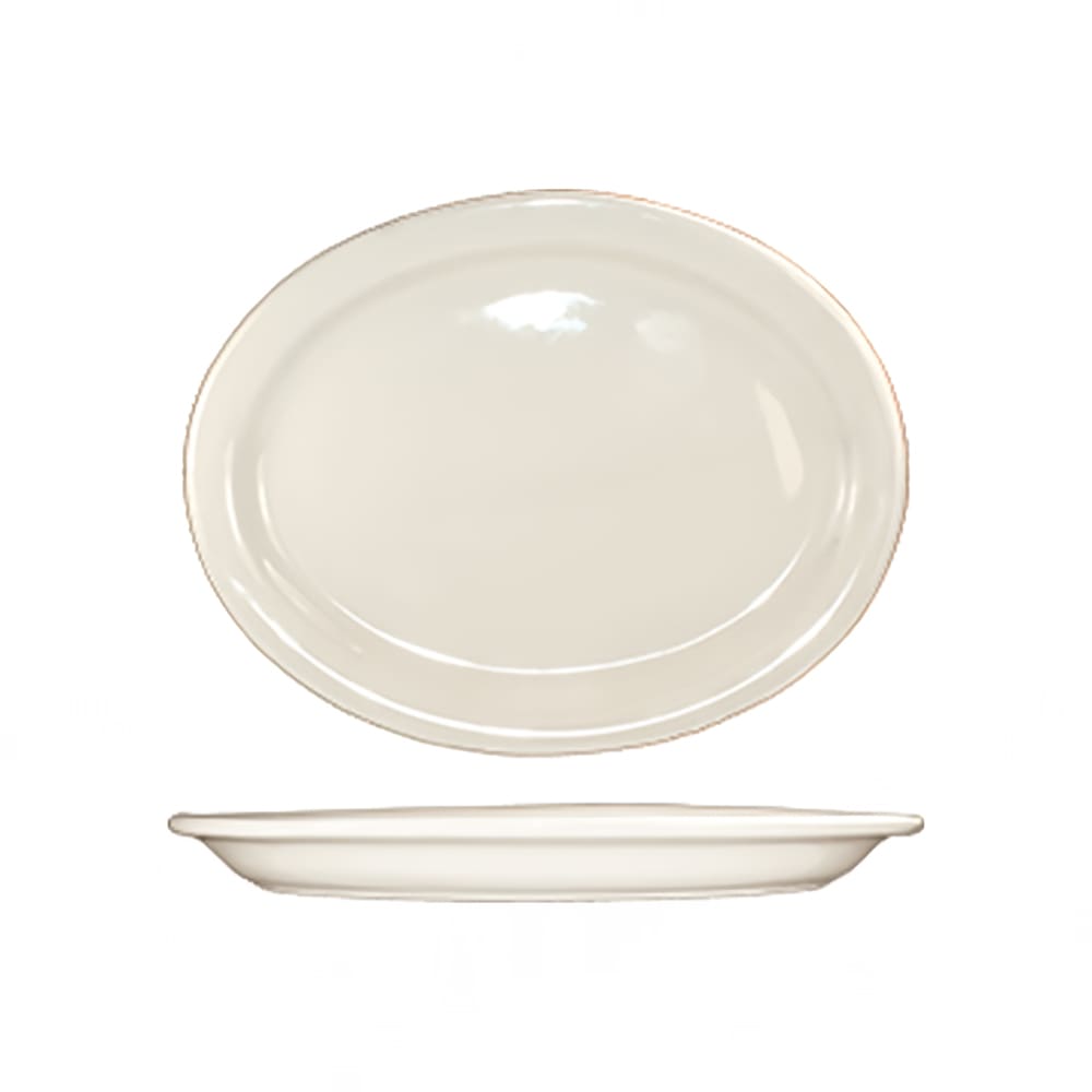 ITI 9 3/4" x 7" Oval Valencia™ Platter - Ceramic, American White (VA-12)