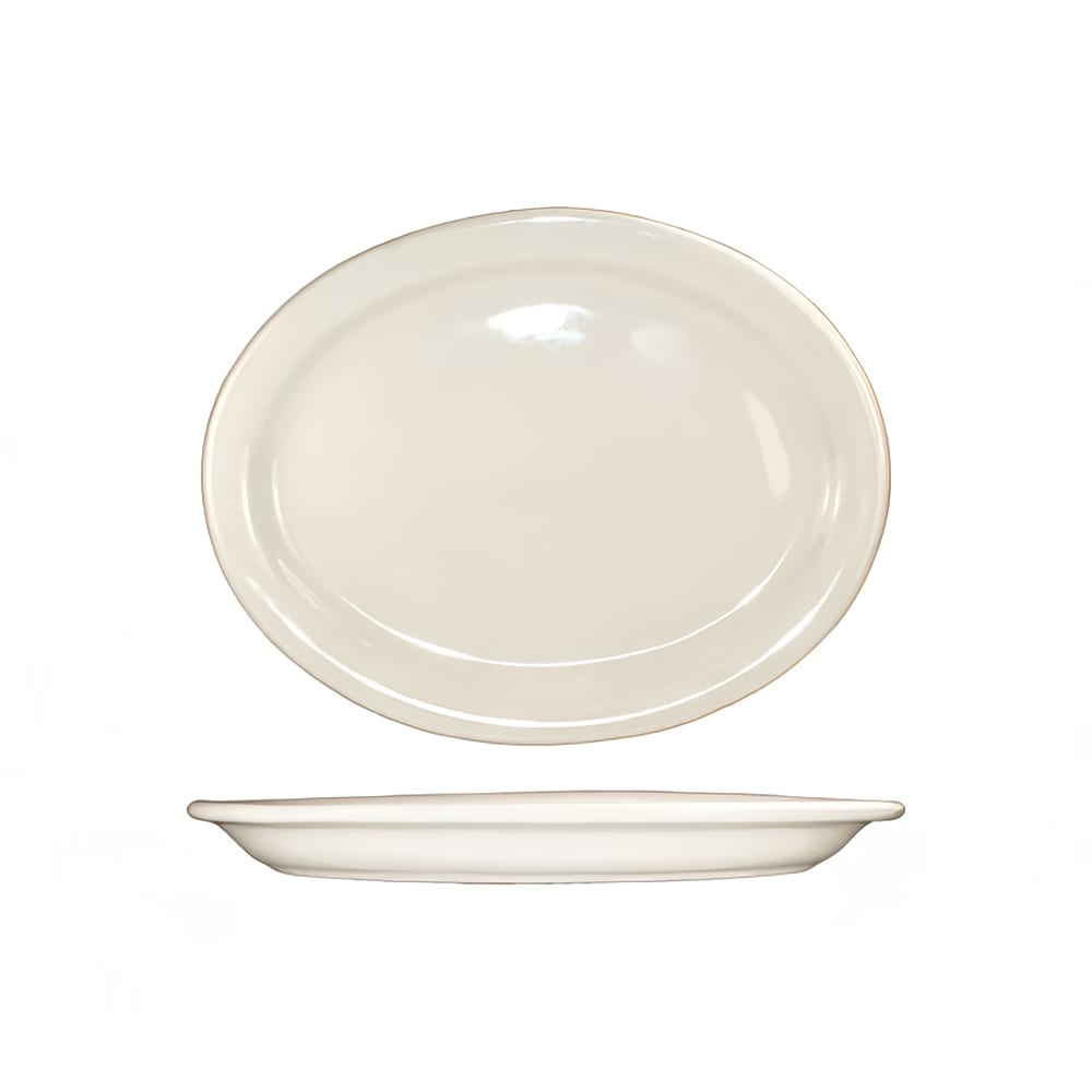 ITI 11 1/2" x 9 1/4" Oval Valencia™ Platter - Ceramic, American White (VA-13)