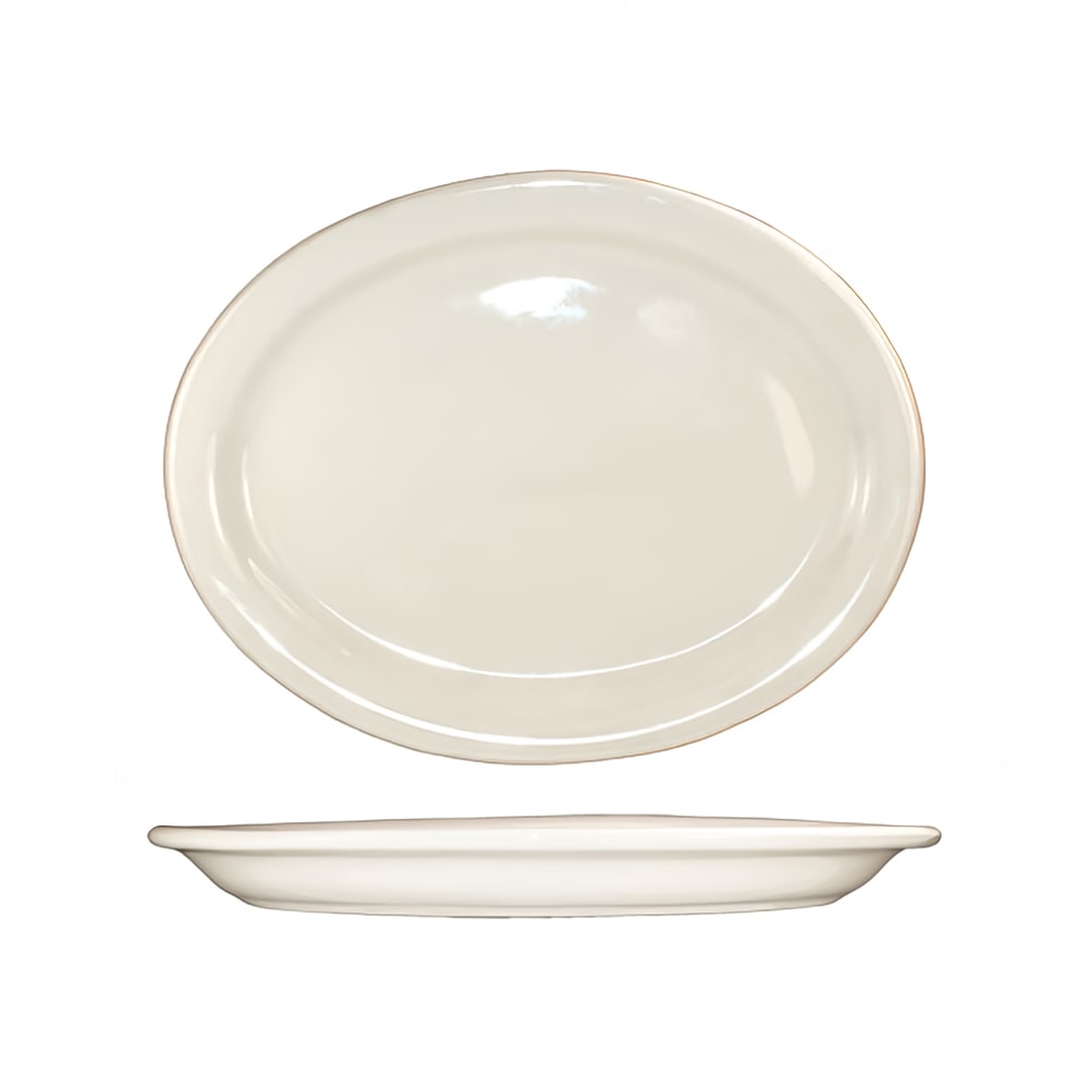 ITI 13 1/4" x 10 3/8" Oval Valencia™ Platter - Ceramic, American White (VA-14)