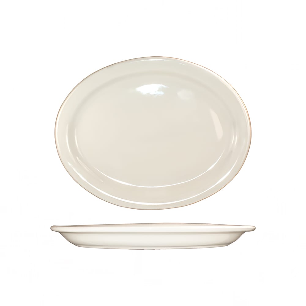 ITI 12 3/8" x 10" Oval Valencia™ Platter - Ceramic, American White (VA-48)