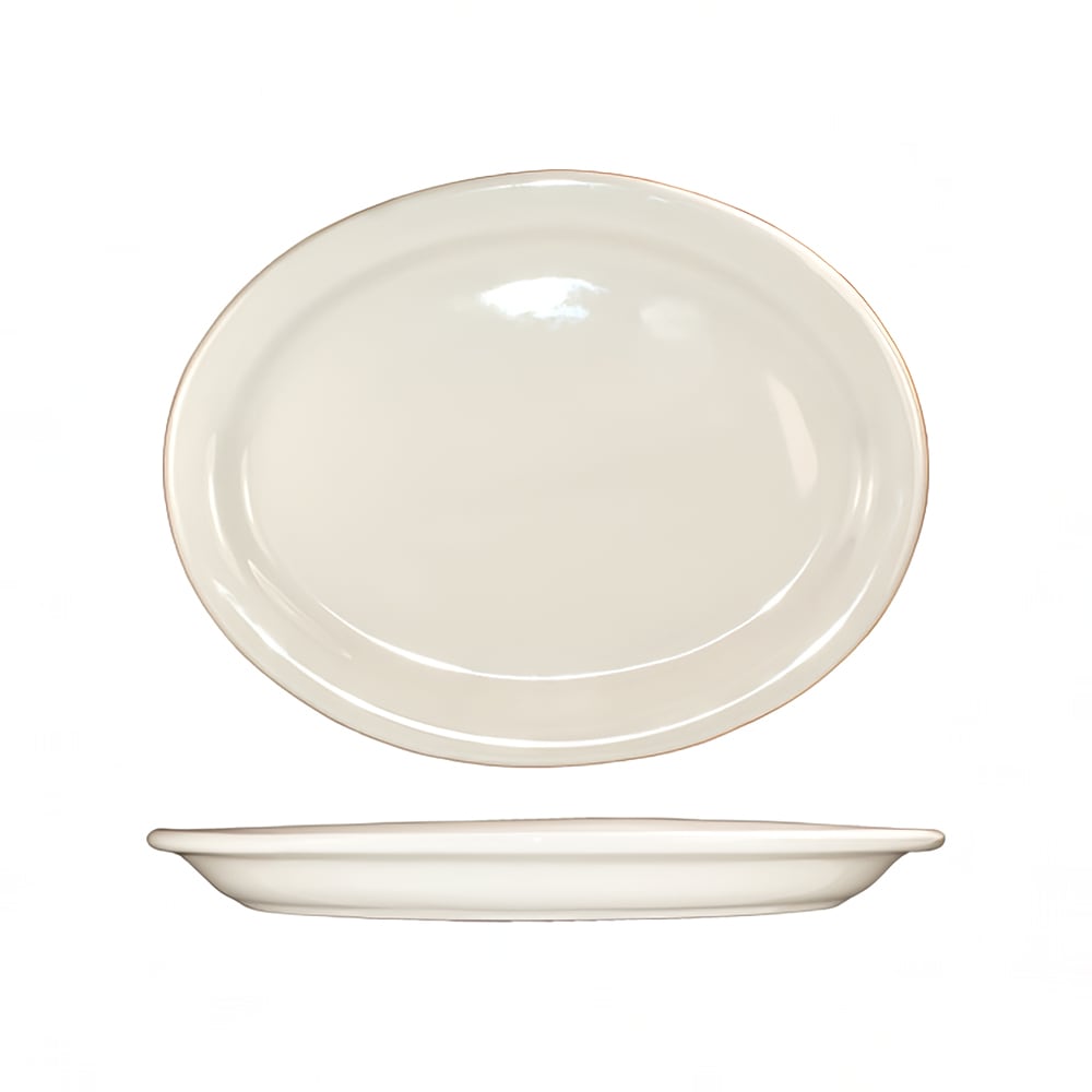 ITI 16" x 10 7/8" Oval Valencia™ Platter - Ceramic, American White (VA-51)