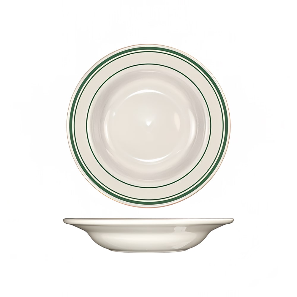 ITI 10 oz Round Verona™ Soup Bowl - Ceramic, American White/Green (VE-3)