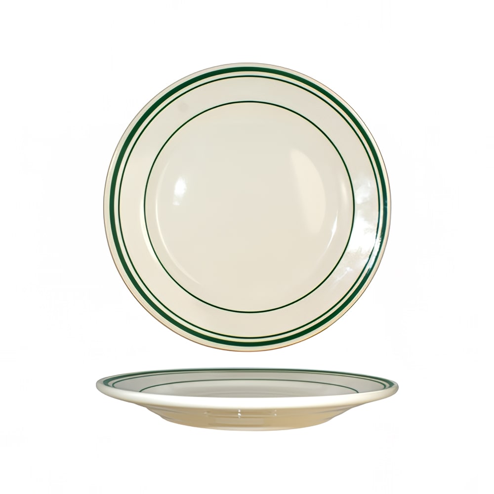 ITI 6 5/8" Round Verona™ Plate - Ceramic, American White/Green (VE-6)