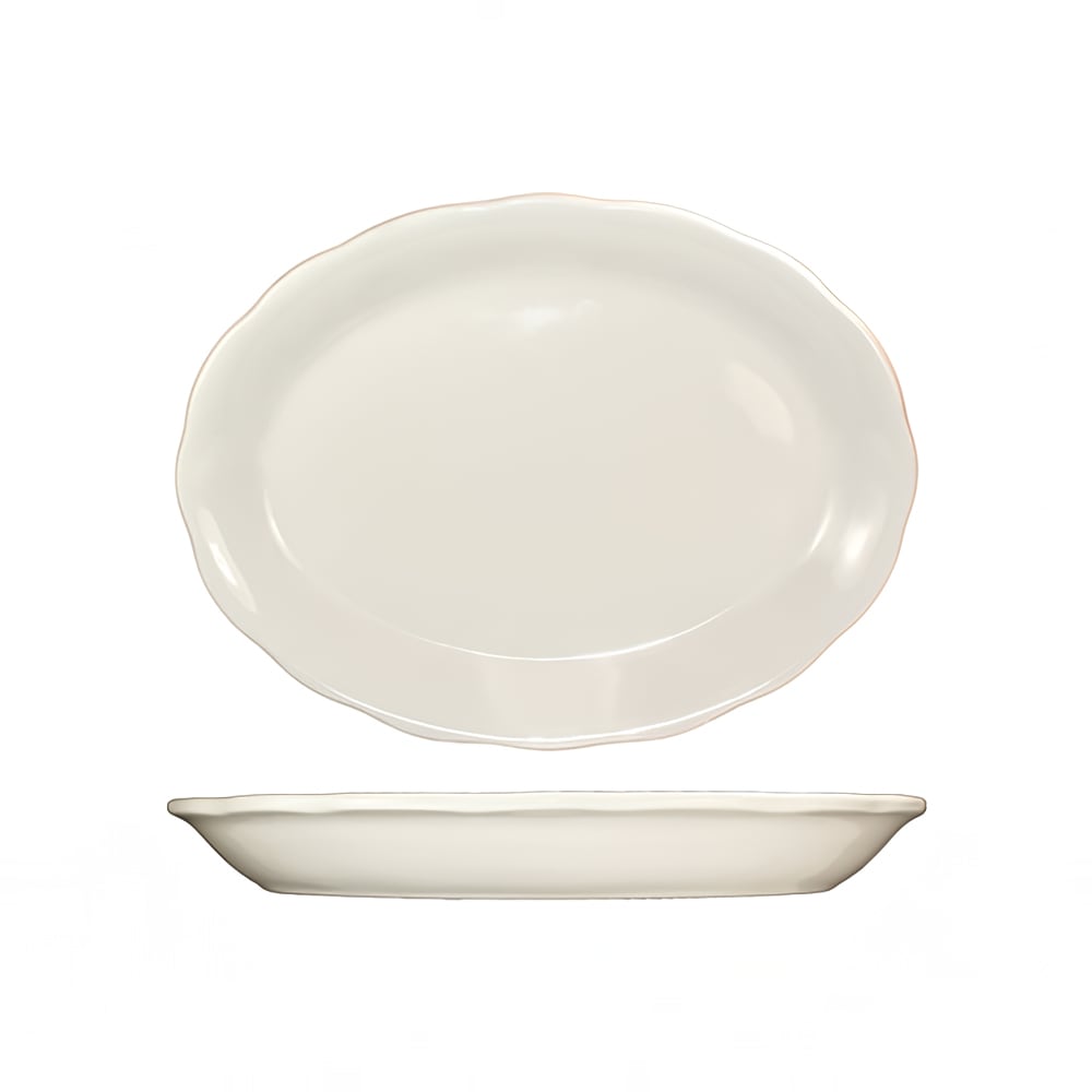 ITI 11 1/2" x 8 5/8" Oval Victoria™ Platter - Ceramic, American White (VI-13)