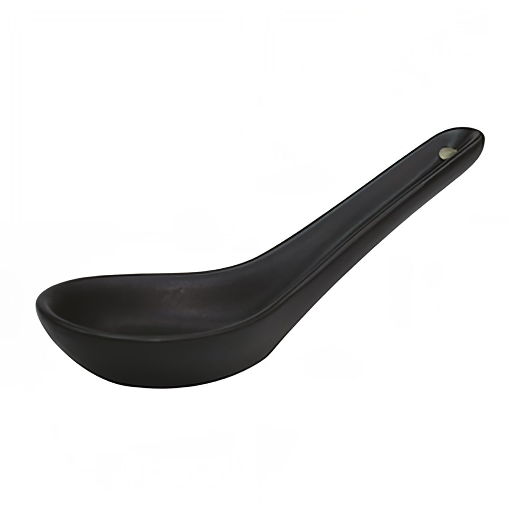 CAC 5 1/2" Japanese Style Soup Spoon - Ceramic, Black (666-40-BLK)