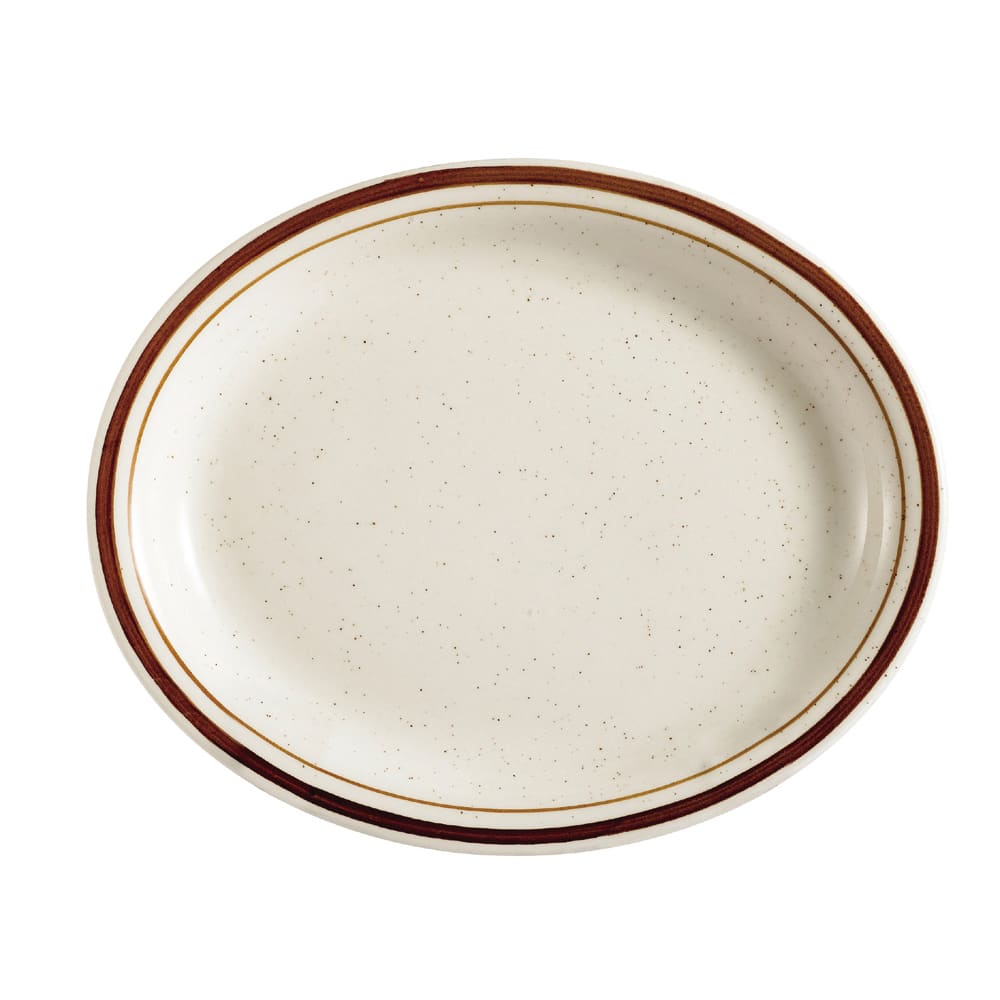 CAC 11 1/2" x 9" Oval Arizona Platter - Ceramic, Brown/White (AZ-13)