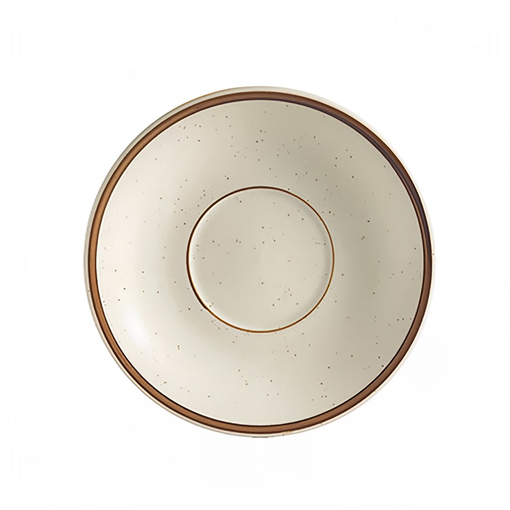 CAC 6" Round Arizona Coffee Cup Saucer - Speckled, (2) Brown Bands (AZ-2)