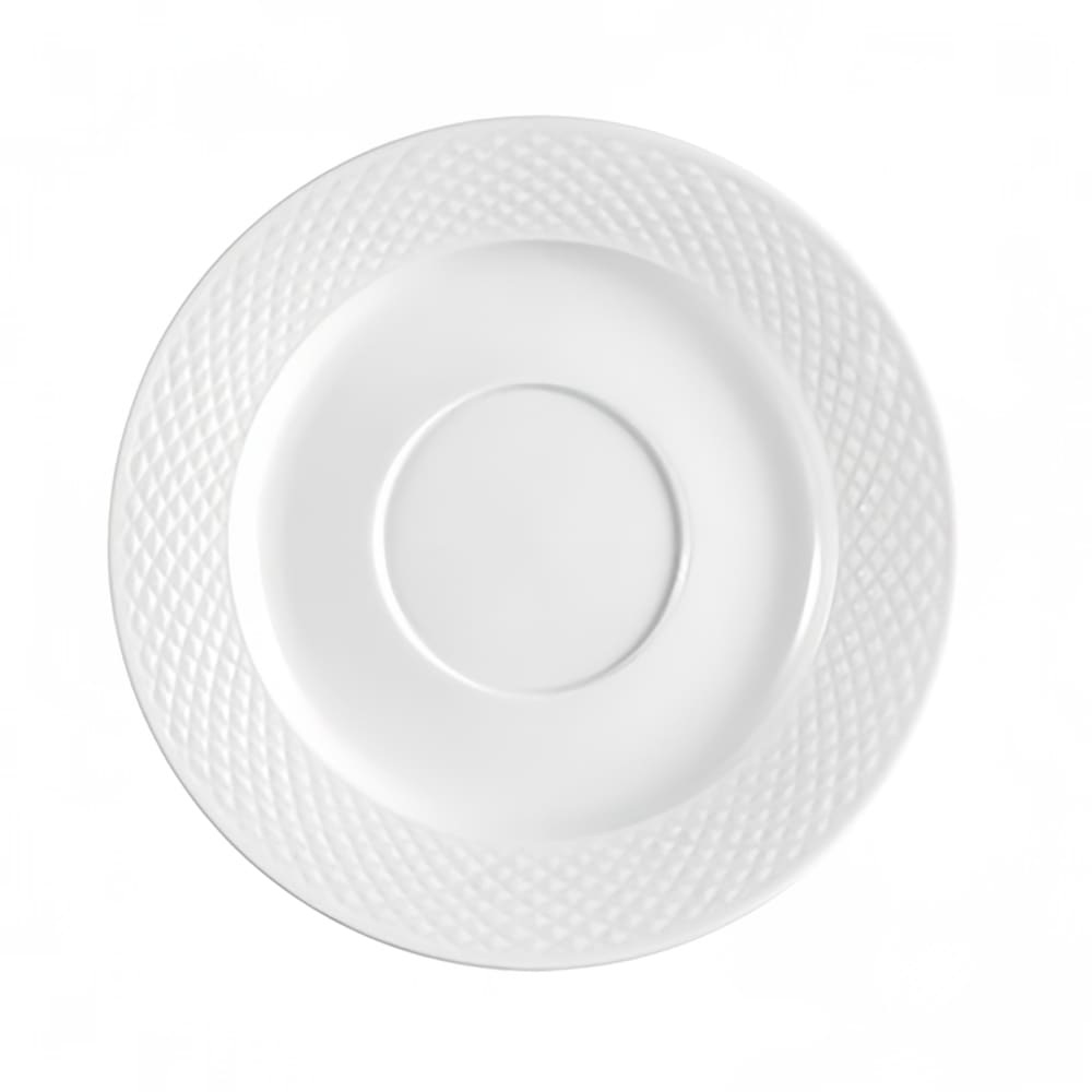 CAC 5" Round Boston Coffee Cup Saucer - Embossed Porcelain, Super White (BST36)