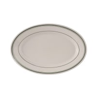CAC 12 1/2" x 8 5/8" Oval Greenbrier Platter - Plain, (3) Green Bands (GS-14) thumbnail 2