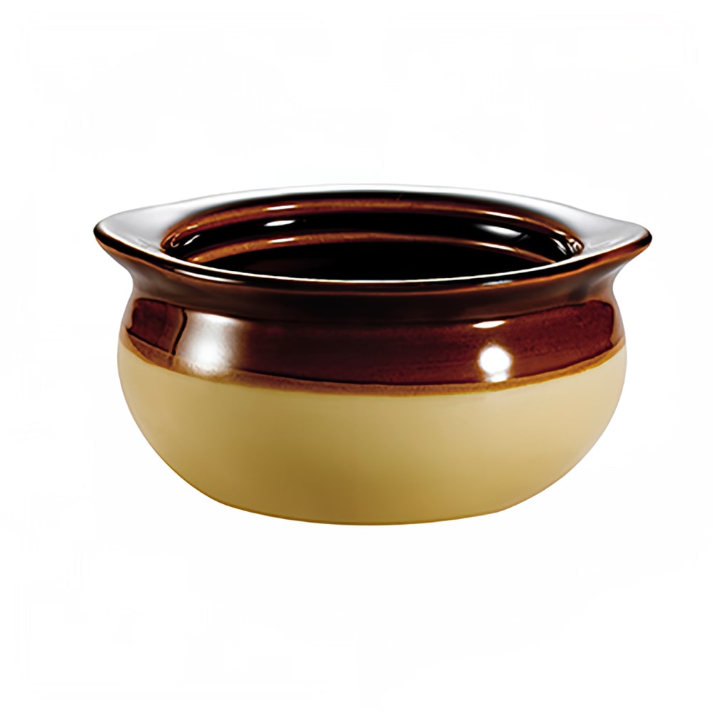 CAC 12 oz Accessories Onion Soup Crock - Ceramic, Cream/Brown (OC12C)