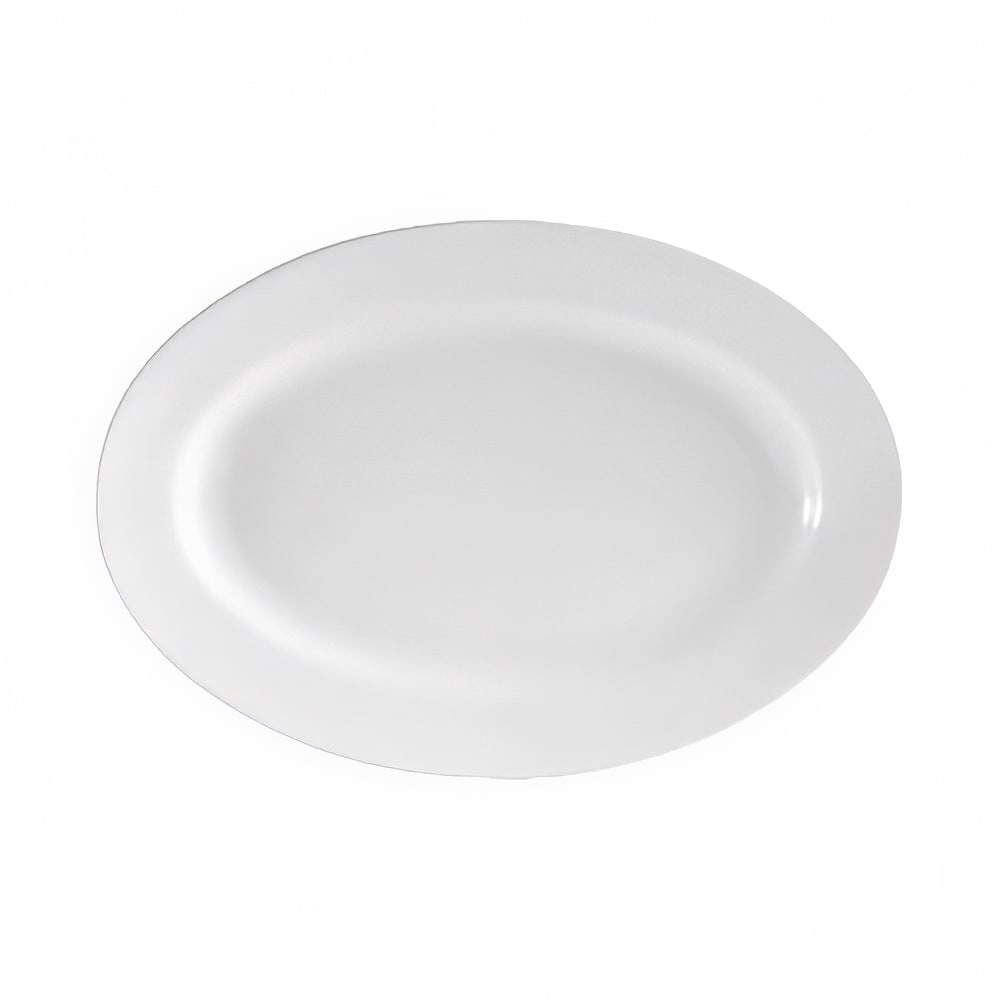 CAC 11 3/4" x 7 7/8" Oval Super White Rolled Edge Platter, Clinton (RCN-13)