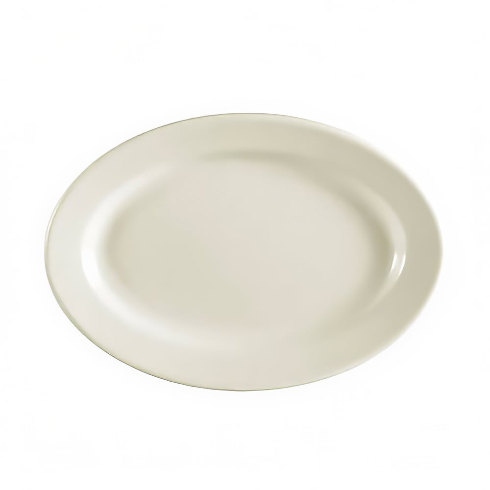 CAC 12 1/2" x 8 5/8" Oval American White Rolled Edge Platter, REC (REC-14)
