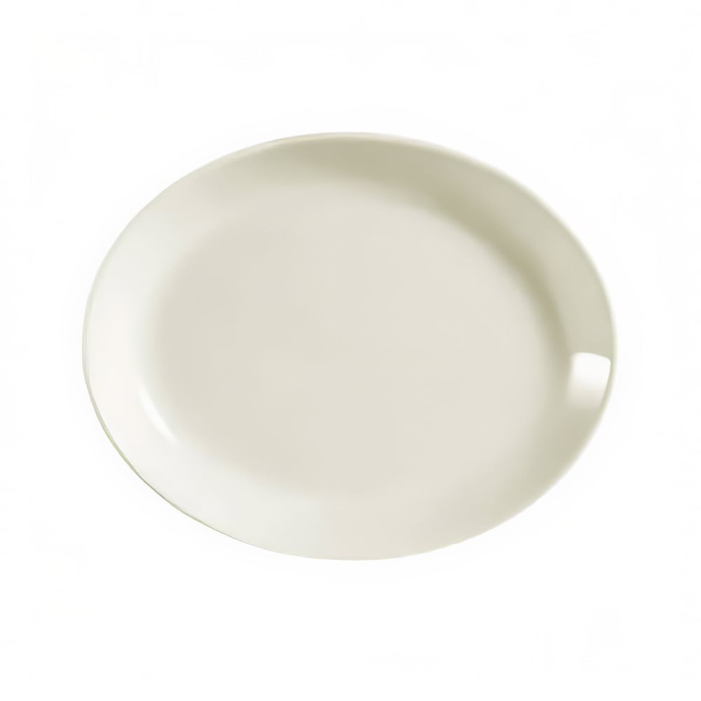 CAC 12 3/4" x 10 1/4" Oval American White Coupe/Sheer Platter, REC (REC-14C)