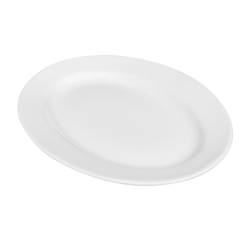 CAC 11 3/4" x 7 7/8" Oval Universal Platter - Porcelain, Super White (UVS-13)
