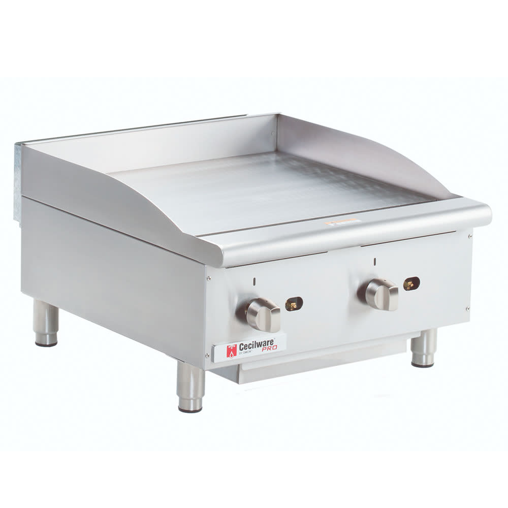 Cecilware Pro 24" Gas Griddle w/ Thermostatic Controls - 1" Steel Plate, Convertible (CE-G24TPF)
