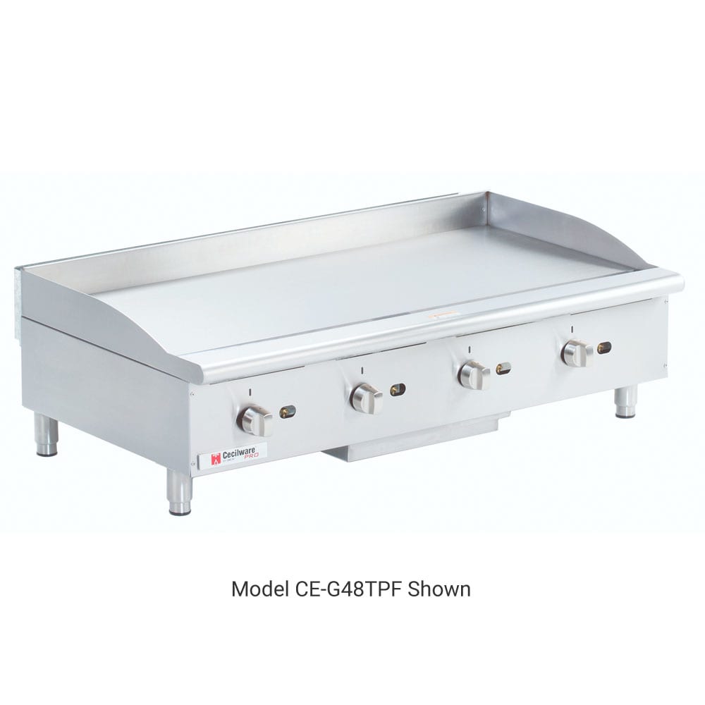 Cecilware Pro 48" Gas Griddle w/ Thermostatic Controls - 1" Steel Plate, Convertible (CE-G48TPF)