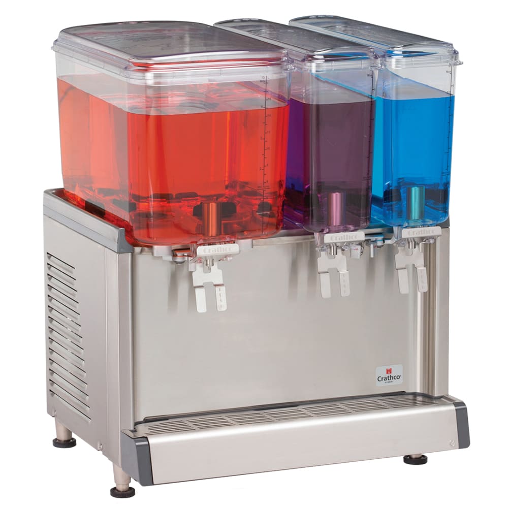 Crathco CS-3D-16-290 Refrigerated Drink Dispenser w/ (1) 4 3/4 gal & (2) 2 2/5gal Bowls, Pre Mix, 120v
