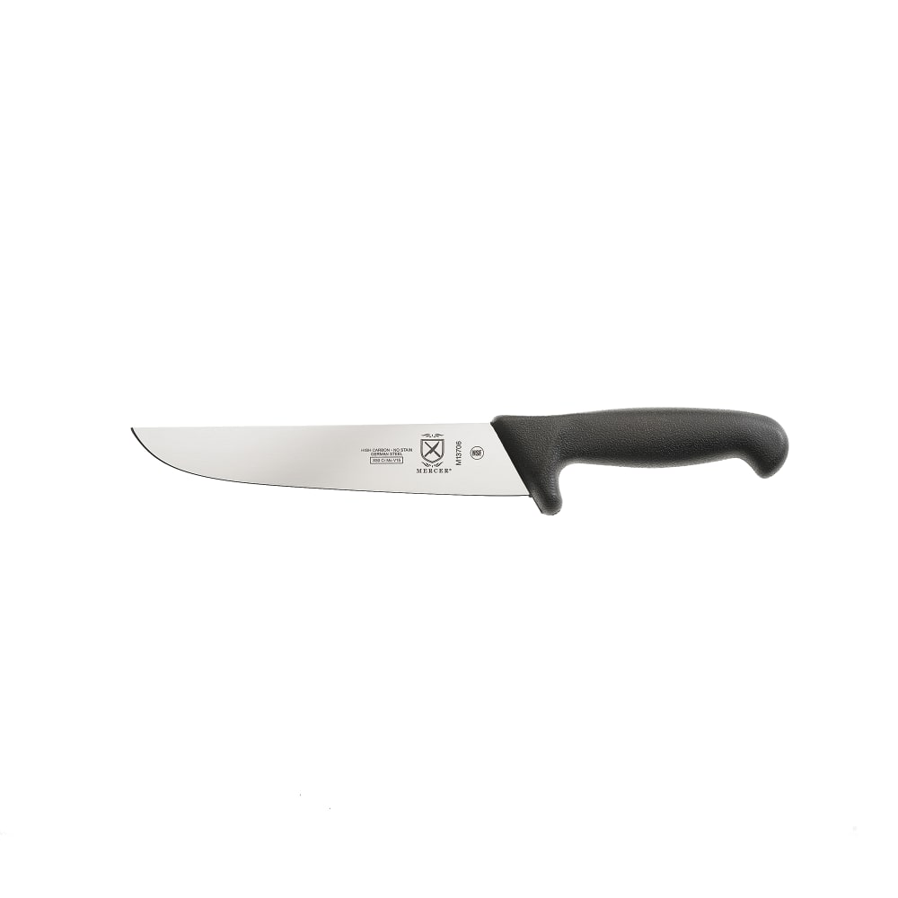 Mercer Culinary M13706 8 1/4" European Butcher Knife w/ Black Textured Reinforced Nylon Handle, High-Carbon German Steel