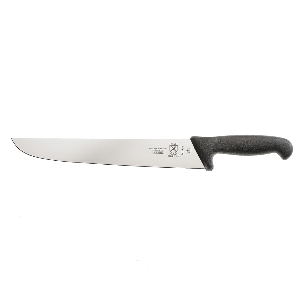 Mercer Culinary M13708 11 4/5" European Butcher Knife w/ Black Textured Reinforced Nylon Handle, High-Carbon German Steel