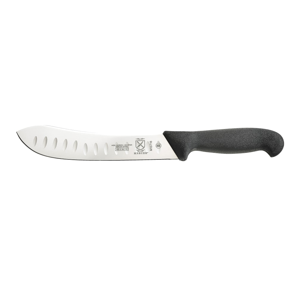 Mercer Culinary M13716 8" Granton Butcher Knife w/ Black Textured Glass-Reinforced Nylon Handle, High-Carbon German Steel