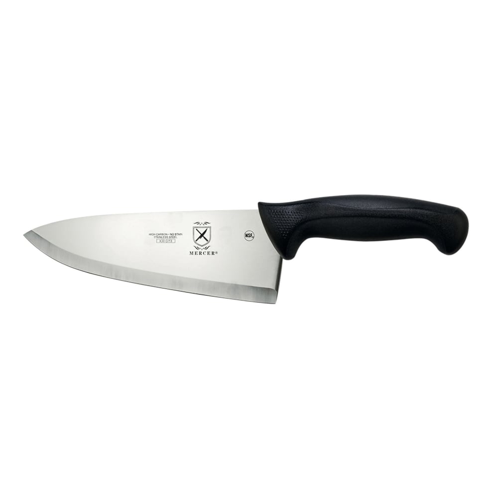 Mercer Culinary M18000 8" Chef's Knife w/ Black Santoprene®/Polypropylene Handle, High Carbon Japanese Steel
