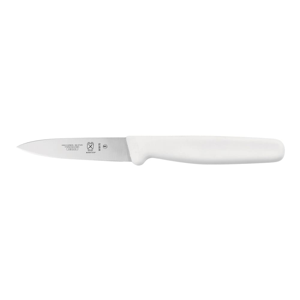 Mercer Culinary M18170 3" Paring Knife w/ White Polypropylene Handle, High Carbon Japanese Steel