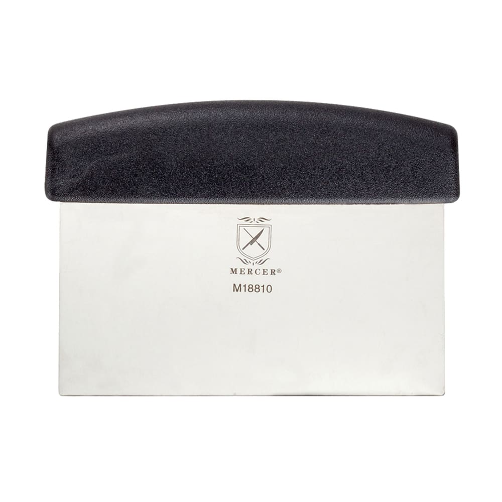 Mercer Culinary M18810P Dough Cutter/Scraper w/ Black Polypropylene Handle - 6" x 3", High Carbon Japanese Steel
