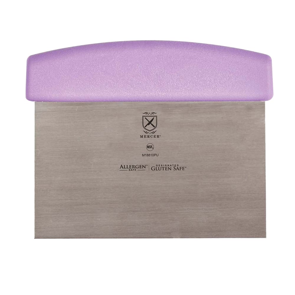 Mercer Culinary M18810PU Dough Cutter/Scraper w/ Purple Polypropylene Handle - 6" x 3", High Carbon Japanese Steel