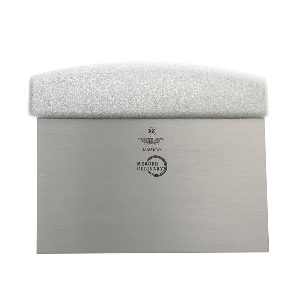 Mercer Culinary M18810WH Dough Cutter/Scraper w/ White Polypropylene Handle - 6" x 3", High Carbon Japanese Steel