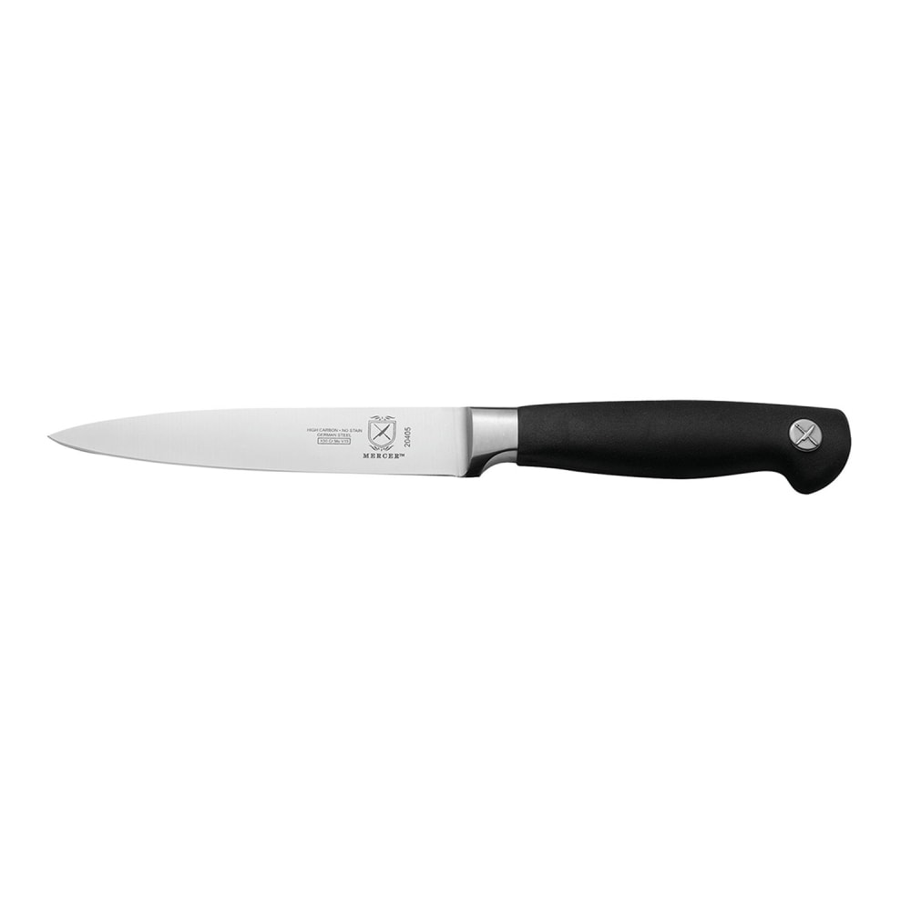 Mercer Culinary M20405 5" Utility Knife w/ Black Non-Slip Santoprene® Handle, High-Carbon German Steel
