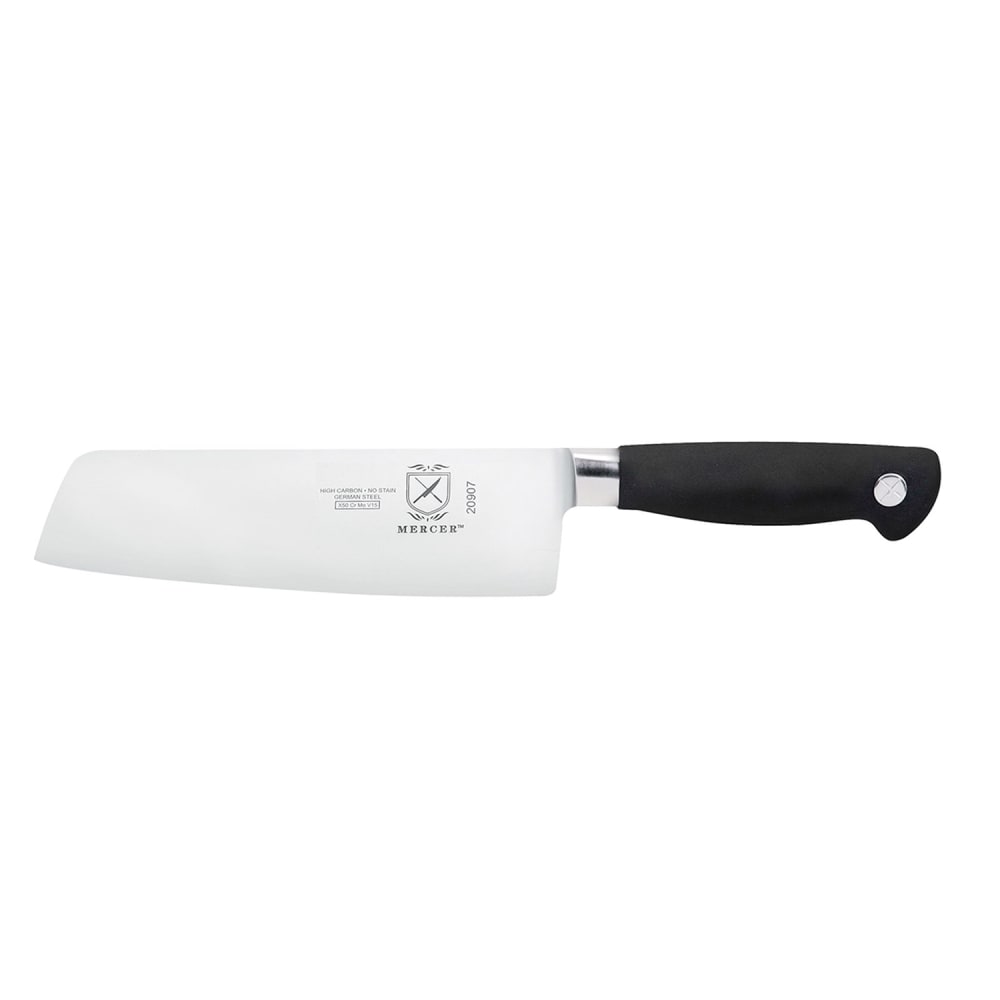 Mercer Culinary M20907 7" Nakiri Vegetable Knife w/ Black Non-Slip Santoprene® Handle, High-Carbon German Steel