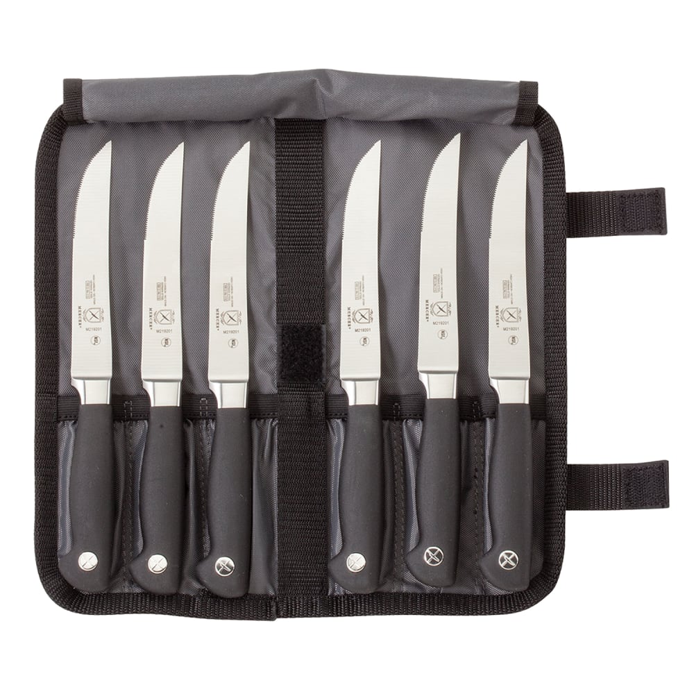 Mercer Culinary M21920 7 Piece Steak Knife Set w/ Heavy-Duty Storage Roll