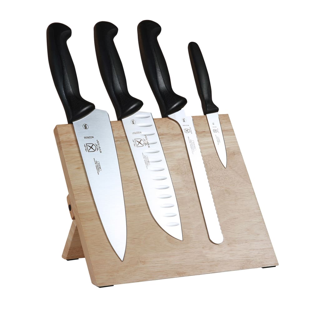 Mercer Culinary M21980 5 Piece Knife Set w/ Rubberwood Magnetic Board