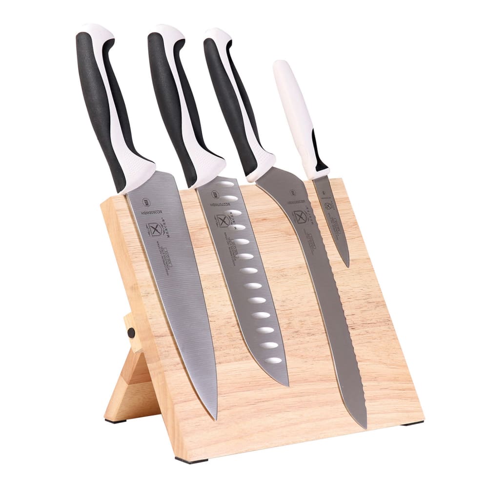 Mercer Culinary M21980WBH 5 Piece Knife Set w/ Rubberwood Magnetic Board