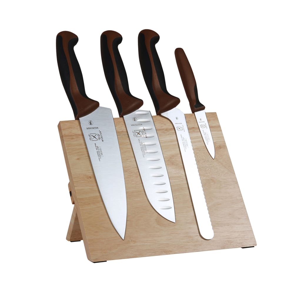 Mercer Culinary M21982BR 5 Piece Knife Set w/ Acacia Magnetic Board