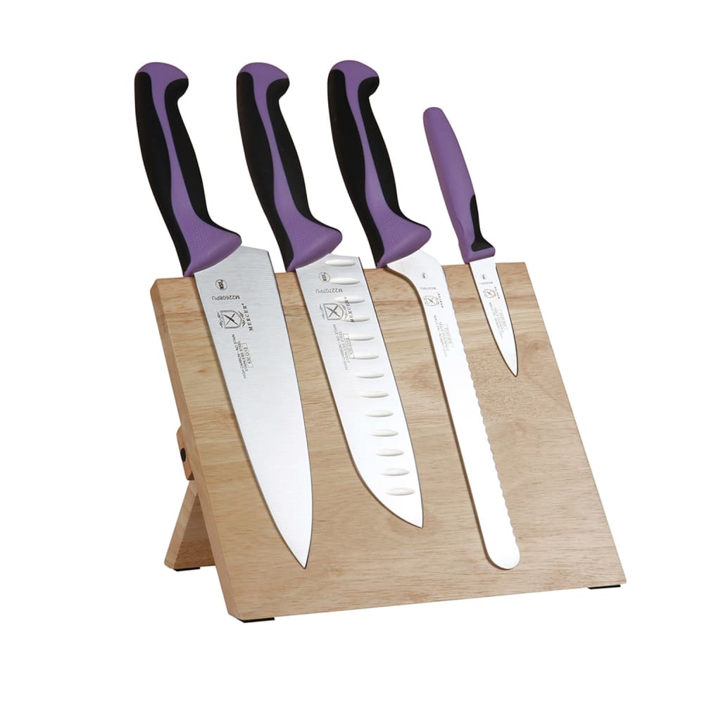 Mercer Culinary M21982PU 5 Piece Knife Set w/ Acacia Magnetic Board