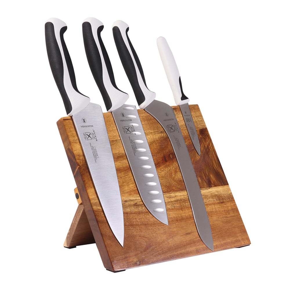 Mercer Culinary M21982WBH 5 Piece Knife Set w/ Acacia Magnetic Board