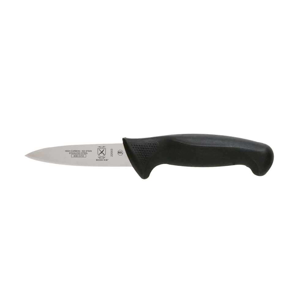 Mercer Culinary M22003 3 1/2" Paring Knife w/ Black Santoprene®/Polypropylene Handle, High Carbon Japanese Steel