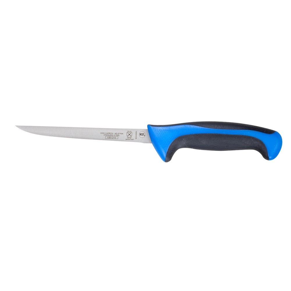 Mercer Culinary M22206BL 6" Boning Knife w/ Blue Santoprene®/Polypropylene Handle, High Carbon Japanese Steel
