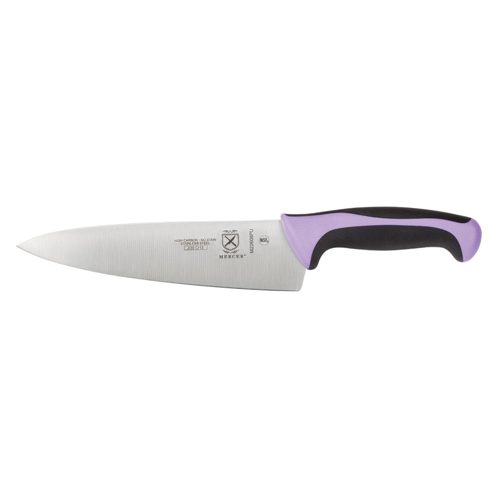 Mercer Culinary M22608PU 8" Chef's Knife w/ Purple Santoprene®/Polypropylene Handle, High Carbon Japanese Steel