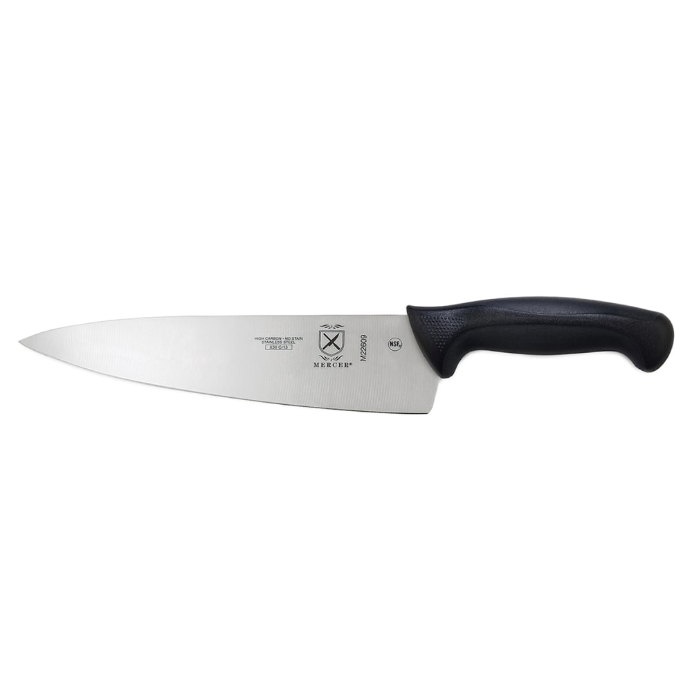 Mercer Culinary M22609 9" Chef's Knife w/ Black Santoprene®/Polypropylene Handle, High Carbon Japanese Steel