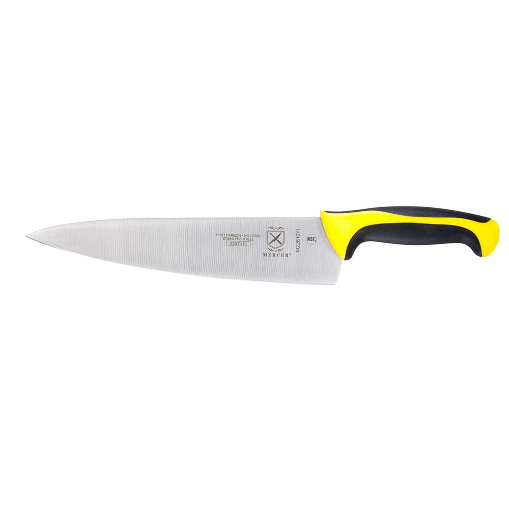 Mercer Culinary M22610YL 10" Chef's Knife w/ Yellow Santoprene®/Polypropylene Handle, High Carbon Japanese Steel